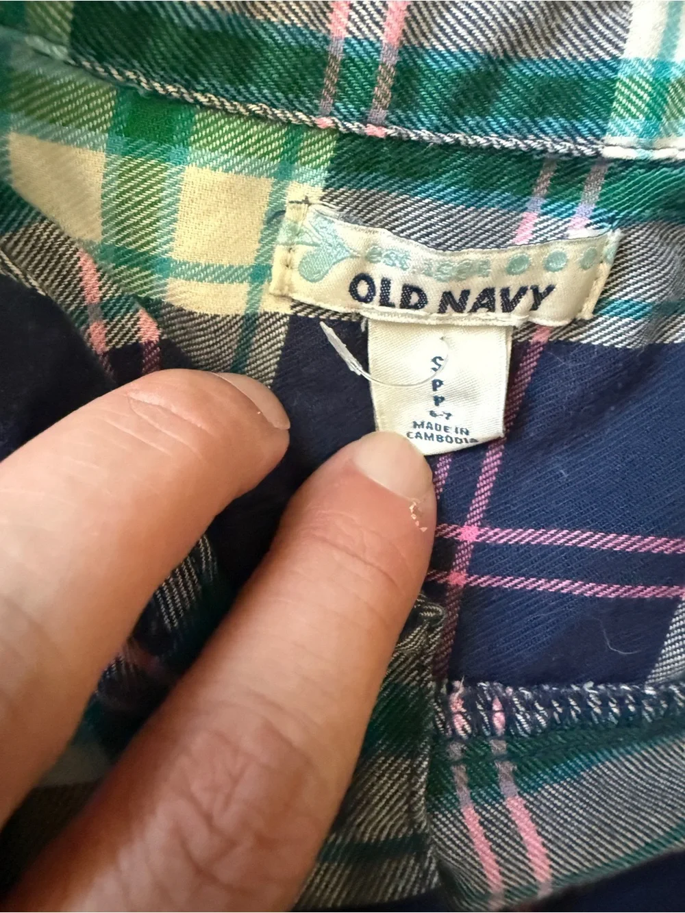 Old Navy Girls Blue Plaid Popover Flannel Dress Size S (6-7) Belted